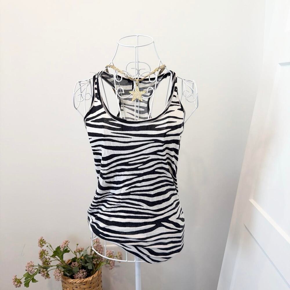 Cute vintage y2k zebra tight fitted tank top